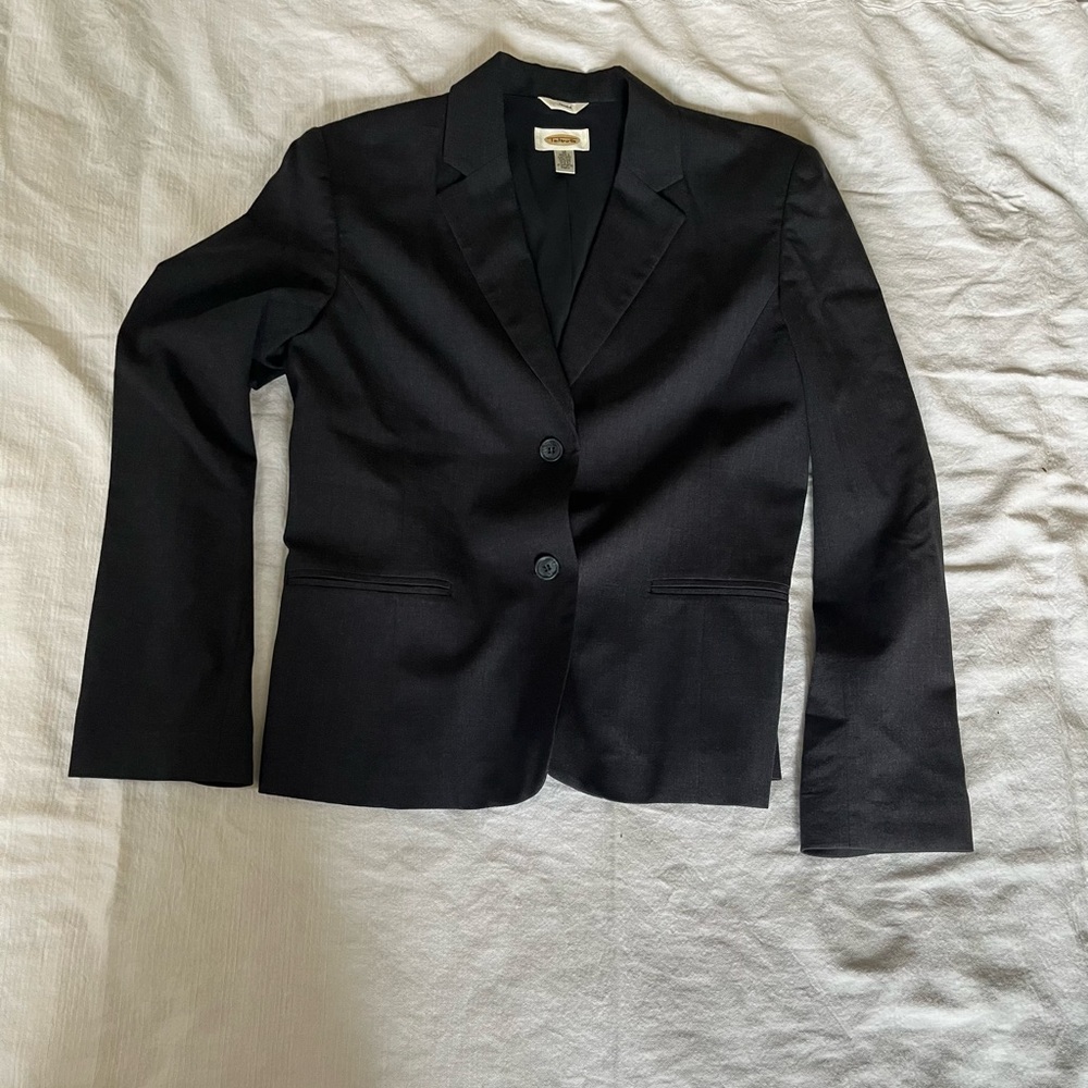 Vintage Talbots Stretch Women's Pant Suit Black/Dark Blue Color
